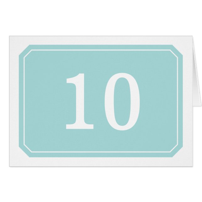 Turquoise Simply Elegant Table Number Card (Front Horizontal)