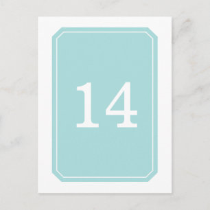 Turquoise Simply Elegant Table Number Postcard