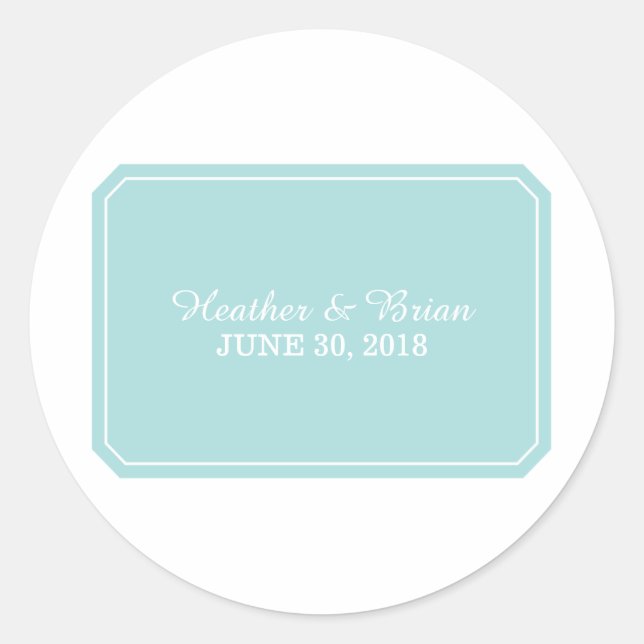 Turquoise Simply Elegant Wedding Stickers (Front)