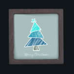 Turquoise Sketchy Christmas Tree Gift Box<br><div class="desc">Cute,  colourful pattern with scribbled christmas trees. Perfect Christmas gift.</div>