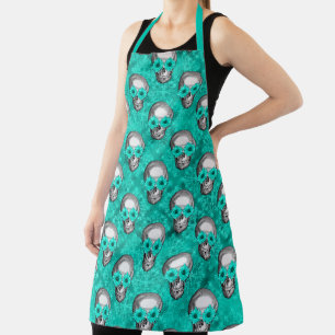 Turquoise Skulls and Sunflower Series Design 11 Apron