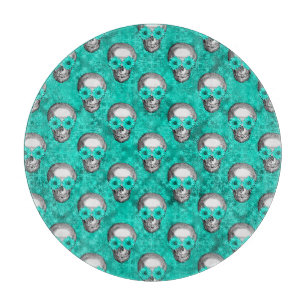 Turquoise Skulls and Sunflower Series Design 11 Cutting Board