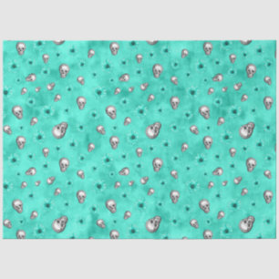 Turquoise Skulls and Sunflower Series Design 3 Tissue Paper
