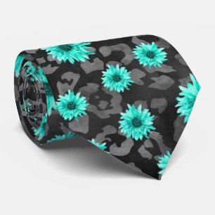 Turquoise Skulls and Sunflower Series Design 5 Tie