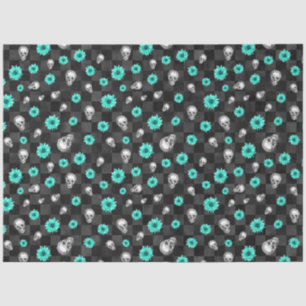 Turquoise Skulls and Sunflower Series Design 7 Tissue Paper