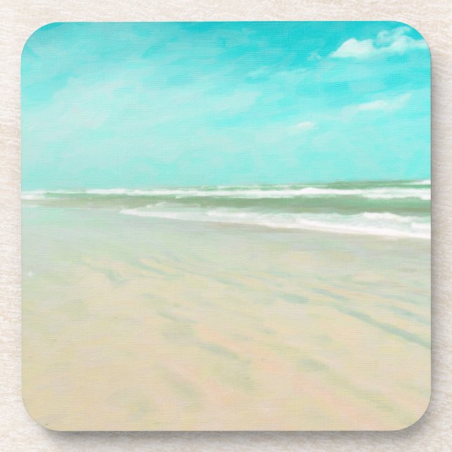 Turquoise Sky Beach Seascape Coaster (Front)