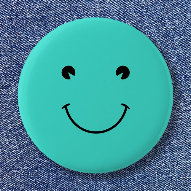Turquoise  Smile 6 Cm Round Badge (Turquoise Smile Button)