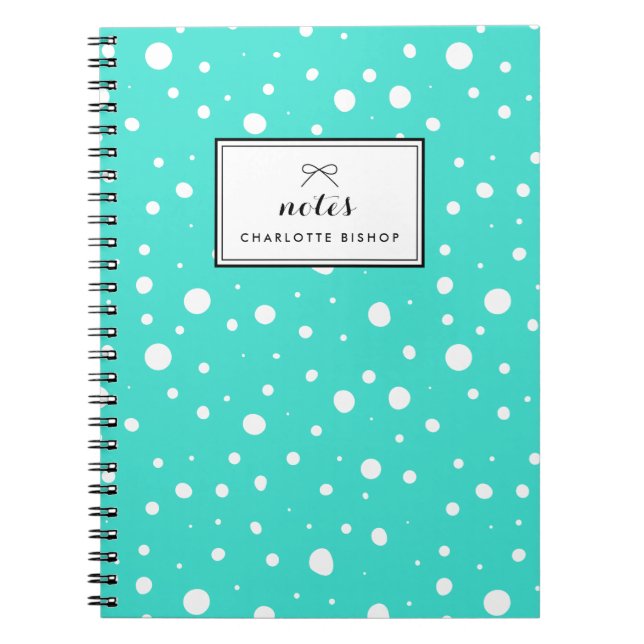Turquoise Snow Drops Pattern Personalised Notebook (Front)