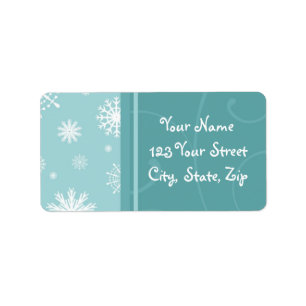 Turquoise Snowflakes Christmas Address Labels