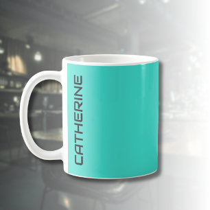 Turquoise Solid Colour Personalised  Coffee Mug