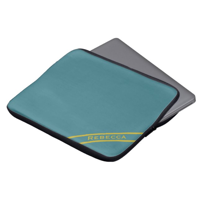 Turquoise Solid Colour Plain Personal Laptop Sleeve (Front Top)