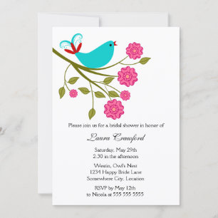 Turquoise Songbird Bridal Shower Invitation