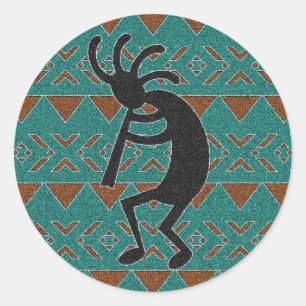 Turquoise  Southwest Kokopelli Classic Round Sticker