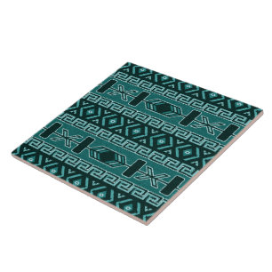Turquoise  Southwest Tribal Aztec Pattern Ceramic Tile