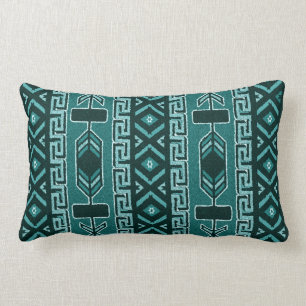 Turquoise Southwest Tribal Aztec Pattern Lumbar Cushion