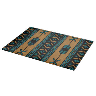 Turquoise Southwestern Design Aztec Tribal Pattern Cutting Board