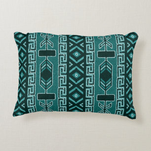 Turquoise Southwestern Tribal Aztec Pattern Decorative Cushion