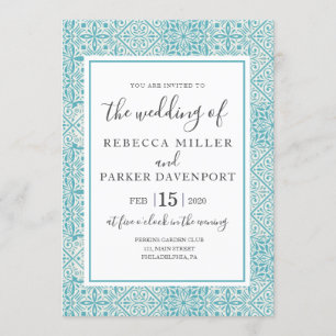 Turquoise Spanish Tiles Wedding invitation