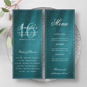 Turquoise Sparkle 16th Birthday Program Menu