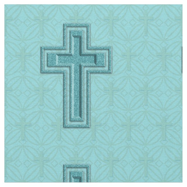 Turquoise Sparkle Cross Fabric (Close Up)