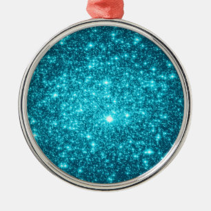 Turquoise Sparkle Metal Ornament