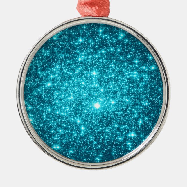 Turquoise Sparkle Metal Ornament (Front)