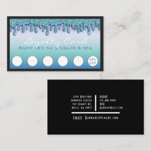 Turquoise Sparkle Nail Salon Glitter Loyalty Card