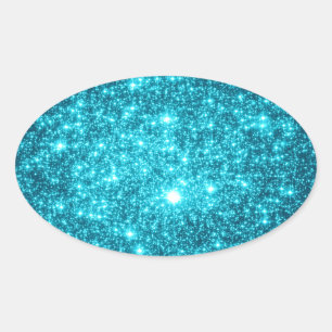 Turquoise Sparkle Oval Sticker