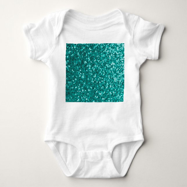 Turquoise Sparkles: Bright Close-Up Foundation Baby Bodysuit (Front)