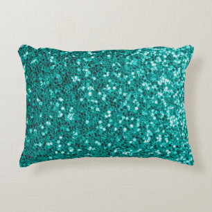 Turquoise Sparkles: Bright Close-Up Foundation Decorative Cushion