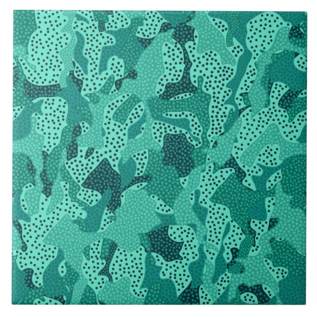 Turquoise Spotted Ceramic Tile (Front)