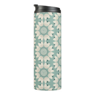 Turquoise spring flowers thermal tumbler