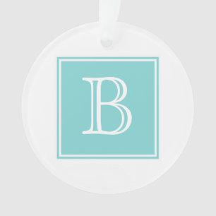 Turquoise Square Monogram Acrylic Ornament