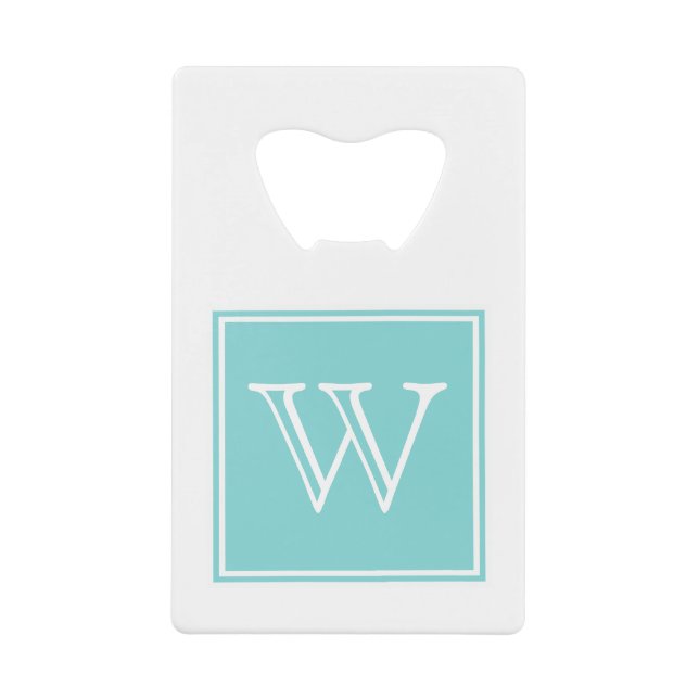 Turquoise Square Monogram Bottle Opener (Front)