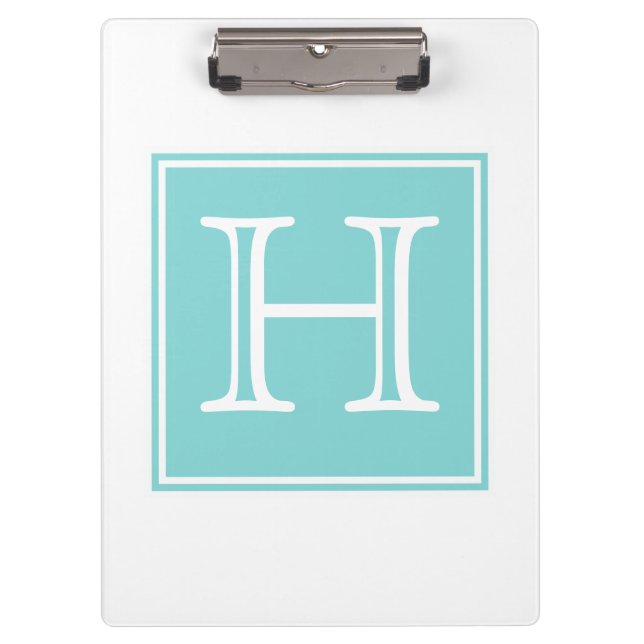 Turquoise Square Monogram Clipboard (Front)
