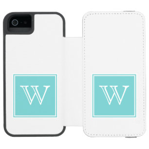 Turquoise Square Monogram Incipio Watson™ iPhone 5 Wallet Case
