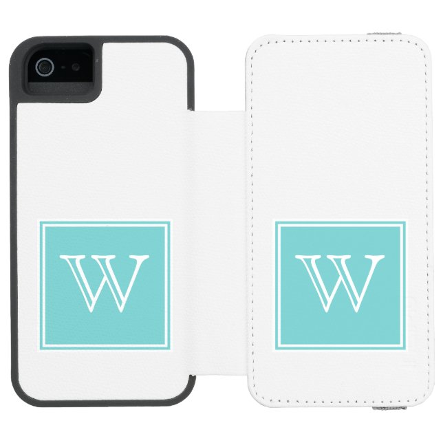 Turquoise Square Monogram Incipio iPhone Wallet Case (Folio Open)