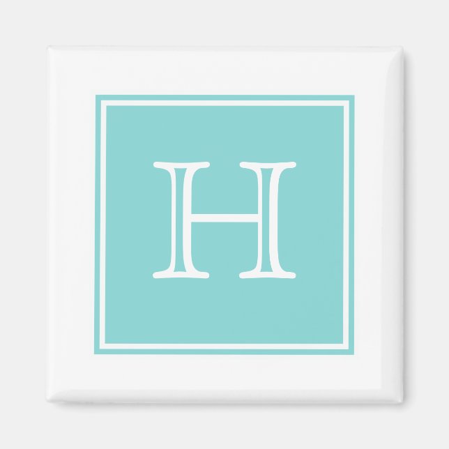 Turquoise Square Monogram Magnet (Front)