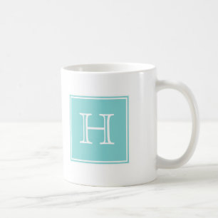 Turquoise Square Monogram Mug