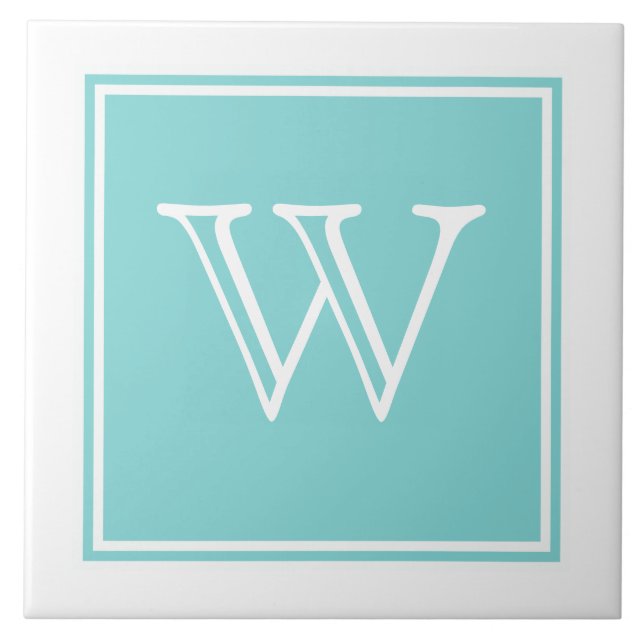 Turquoise Square Monogram Tile (Front)