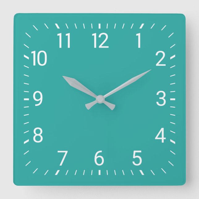 Turquoise Square Wall Clock (Front)