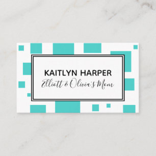 Turquoise Squares Mummy Play Date Calling Card