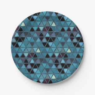 Turquoise Stained Glass Mosaic Southwest Paper Plate