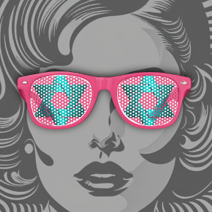 Turquoise Star of David Bat Mitzvah Retro Sunglasses