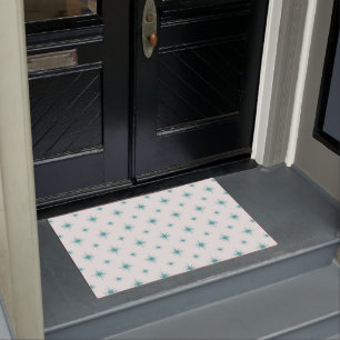 Turquoise Starburst Pattern Mid Century Modern Doormat