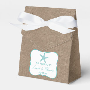Turquoise Starfish Burlap Beach Wedding Collection Favour Box