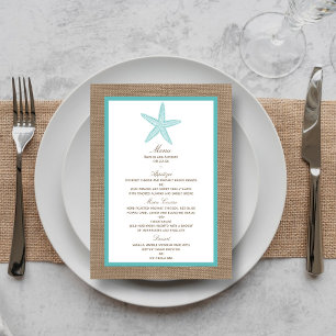 Turquoise Starfish Burlap Beach Wedding Collection Menu