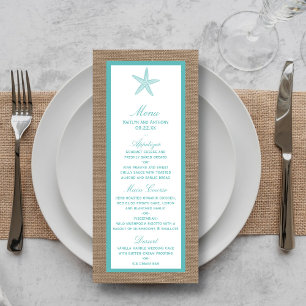 Turquoise Starfish Burlap Beach Wedding Collection Menu