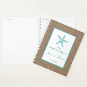 Turquoise Starfish Burlap Beach Wedding Collection Planner