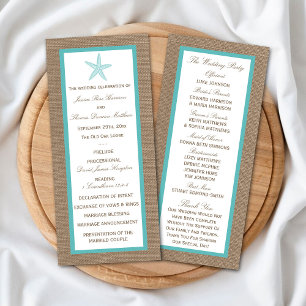 Turquoise Starfish Burlap Beach Wedding Collection Program